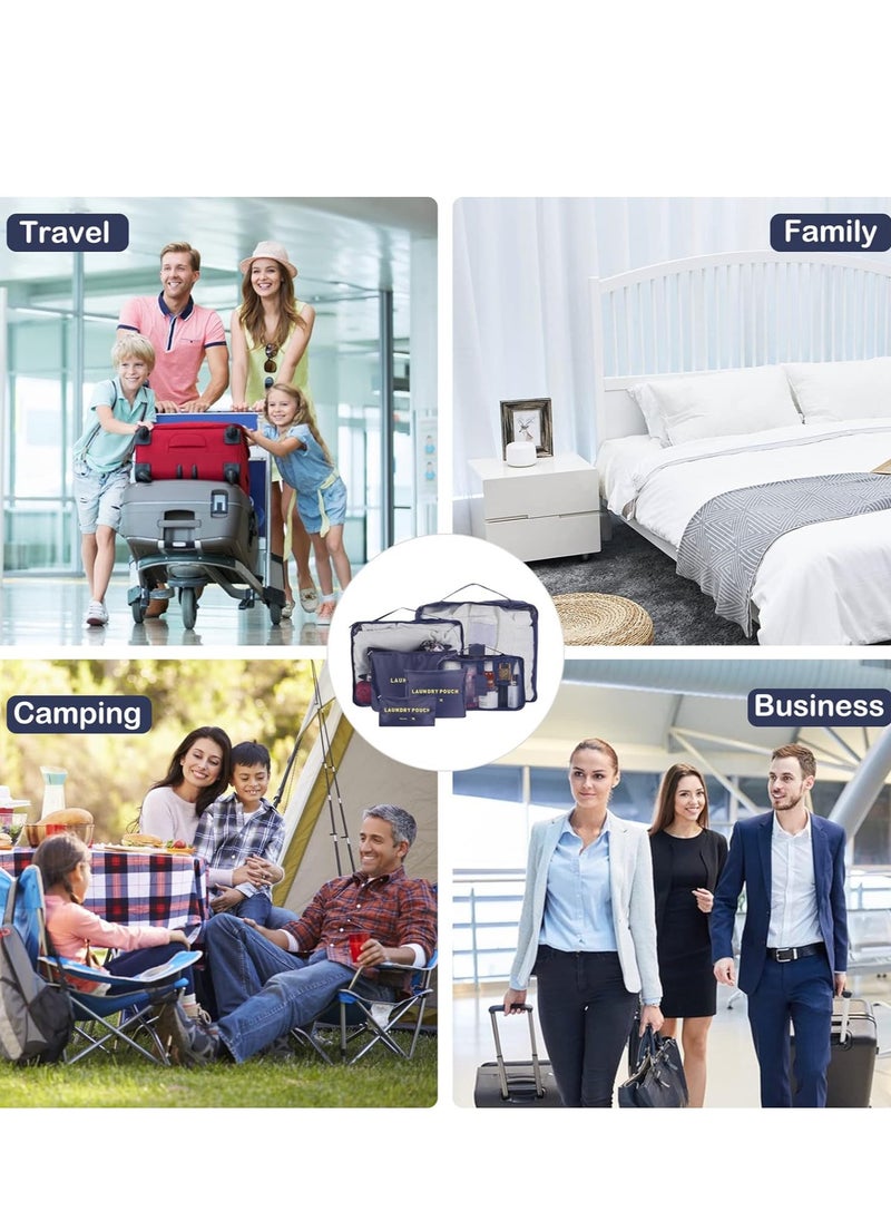 Generic - 6Pcs Set Travel Luggage Organizer Packing Cubes Set Storage Bag Waterproof Laundry Bag Traveling Accessories(Blue) - Image 1
