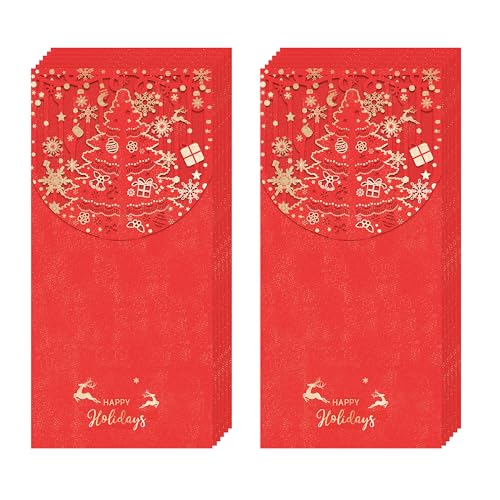 AVERZELLA Holiday Christmas Money Holders for Cash Gift 12 Pcs, Xmas Red Envelopes Money Envelopes with Gold Foil & Laser Cut, Christmas Currency Envelope Cash Stuffing Envelopes (Red) - Image 1