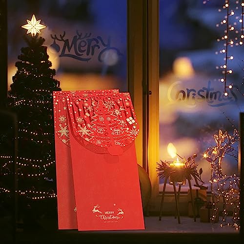 AVERZELLA Holiday Christmas Money Holders for Cash Gift 12 Pcs, Xmas Red Envelopes Money Envelopes with Gold Foil & Laser Cut, Christmas Currency Envelope Cash Stuffing Envelopes (Red) - Image 2