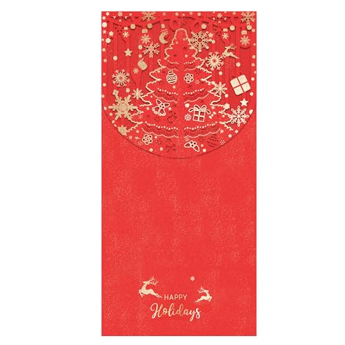AVERZELLA Holiday Christmas Money Holders for Cash Gift 12 Pcs, Xmas Red Envelopes Money Envelopes with Gold Foil & Laser Cut, Christmas Currency Envelope Cash Stuffing Envelopes (Red) - Image 3