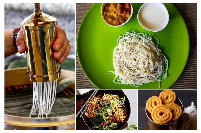 Whizzo Pure Brass 600gm Sev Sancha Machine with Free 6 Different Jali for Making Different Types of Sevaiya, Sev, Gathiya Murukku, Chakli, Bhujia Etc - Step - Image 4
