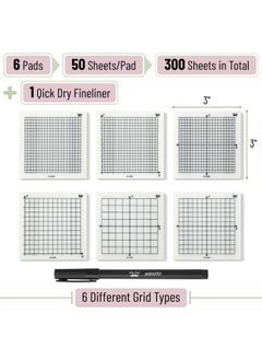 Mr. Pen Transparent Graph Paper Sticky Notes 300 Sheets 3X3 Inch Graph Sticky Notes Math Graph Paper Graphing Sticky Notes Grid Sticky Notes Grid Notepad Mini Graph Paper  - Image 2