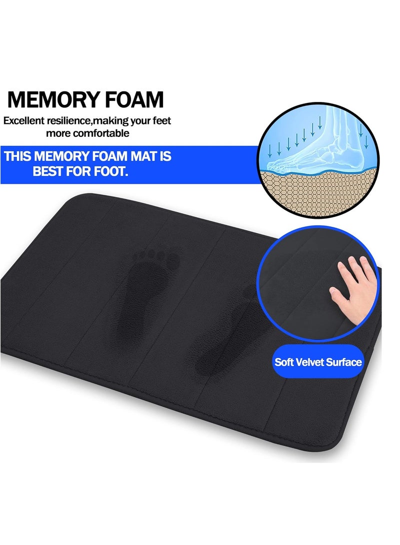 Bukela Memory Foam Bath Mat, (2 Pack) Non-Slip Bath Mat, 40x60 cm Softness, Highly Absorbent, Bathroom Carpet, Super Soft Microfiber Bath Rug (Black) - Image 3