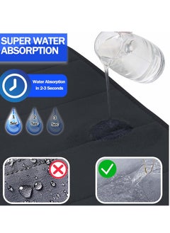 Bukela Memory Foam Bath Mat, (2 Pack) Non-Slip Bath Mat, 40x60 cm Softness, Highly Absorbent, Bathroom Carpet, Super Soft Microfiber Bath Rug (Black)  - Image 4