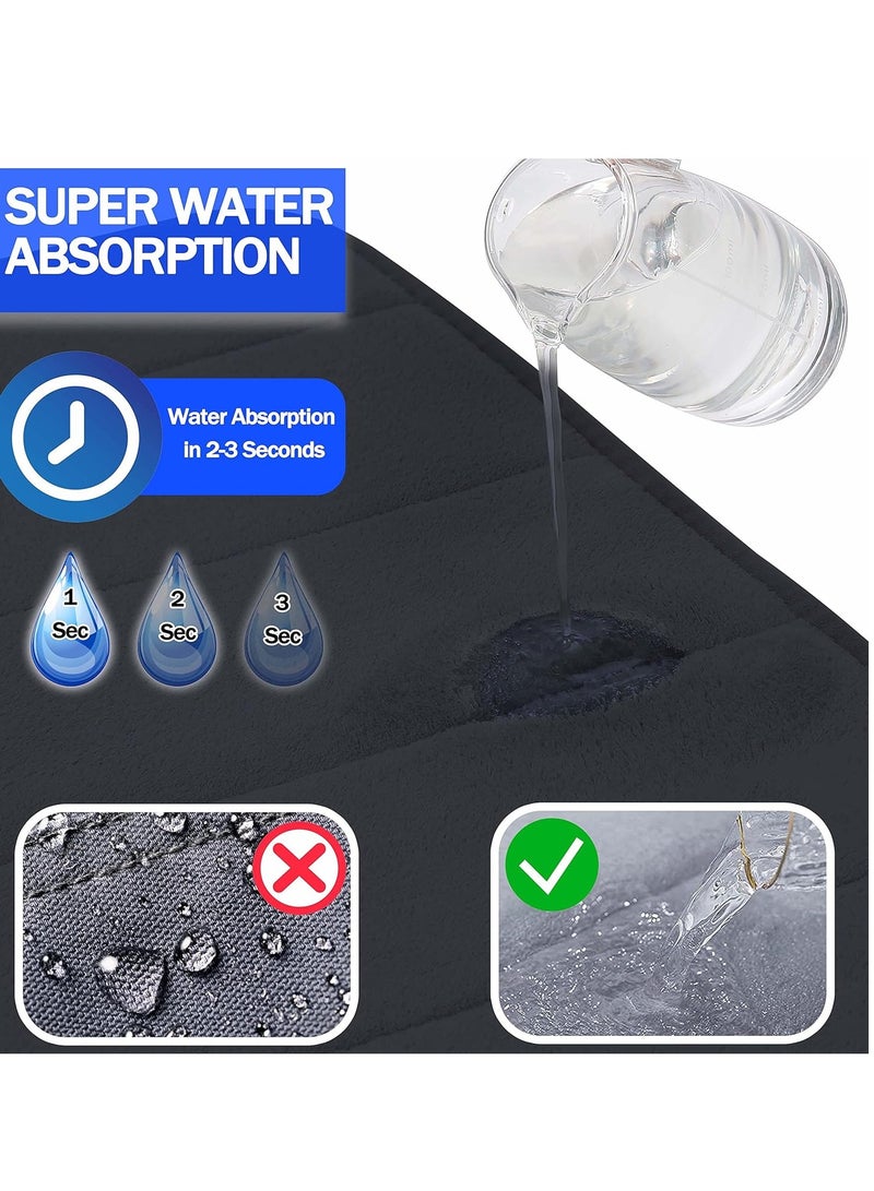 Bukela Memory Foam Bath Mat, (2 Pack) Non-Slip Bath Mat, 40x60 cm Softness, Highly Absorbent, Bathroom Carpet, Super Soft Microfiber Bath Rug (Black) - Image 4