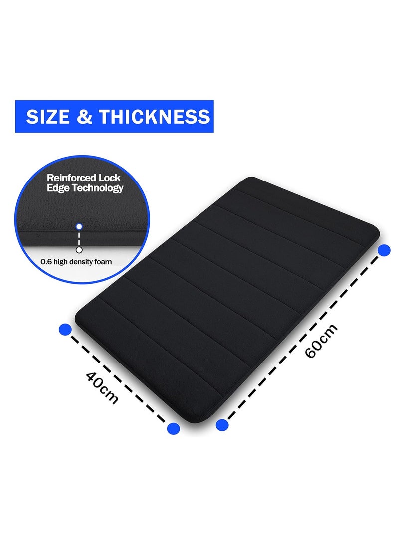 Bukela Memory Foam Bath Mat, (2 Pack) Non-Slip Bath Mat, 40x60 cm Softness, Highly Absorbent, Bathroom Carpet, Super Soft Microfiber Bath Rug (Black) - Image 5