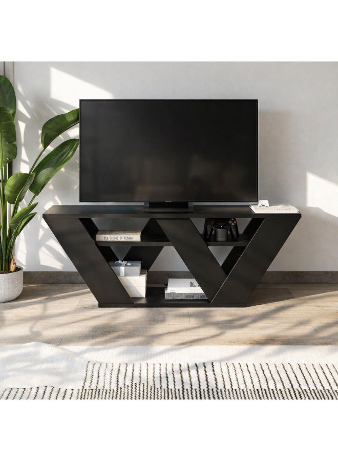 موراه هوم Modern Tv Stand Up To 43 Inches Tvs | Modern Tv Units For Living Room | 2Tier Shelf Wooden Storage Cabinet | 110X30X40 Cm - Black Bute- 2 Years Warranty - Image 3