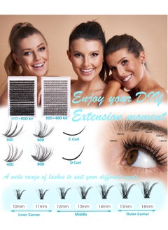 GUDOO Lash Clusters 320pcs Individual Lashes 60D&80D DIY Lash Extensions D Curl Lash Clusters False Eyelashes Natural Look 10-16mm Mix Cluster Eyelash Extensions EASY TO USE  - Image 4