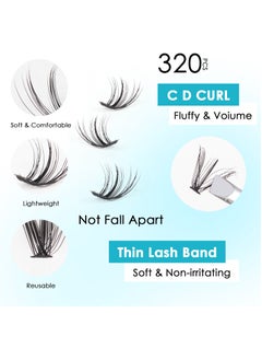 Lash Clusters 320pcs Individual Lashes 60D&80D DIY Lash Extensions D Curl Lash Clusters False Eyelashes Natural Look 10-16mm Mix Cluster Eyelash Extensions EASY TO USE - pzsku/Z145CA6E44FBD2285EC75Z/45/_/1716546612/2f6e50c4-7216-4795-8039-ad6620d48344