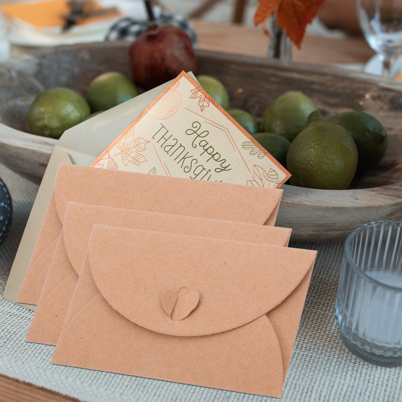 40 Sets of Vintage Envelopes with Blank Cards Small Envelopes with Heart Clasp for Wedding Invitations Greeting Cards Business Cards Party Favors Decorative Envelopes - Image 4