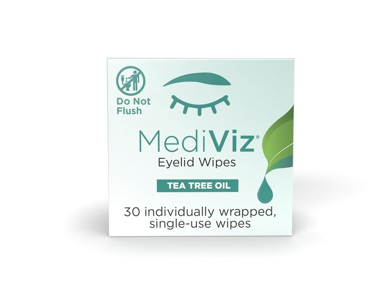 Tea Tree Eyelid Cleanser Wipes  30 SingleUse Towelettes  Eyelash  Eyelid Wipes for Soothing Dry Eye Irritation Demodex Removal  More