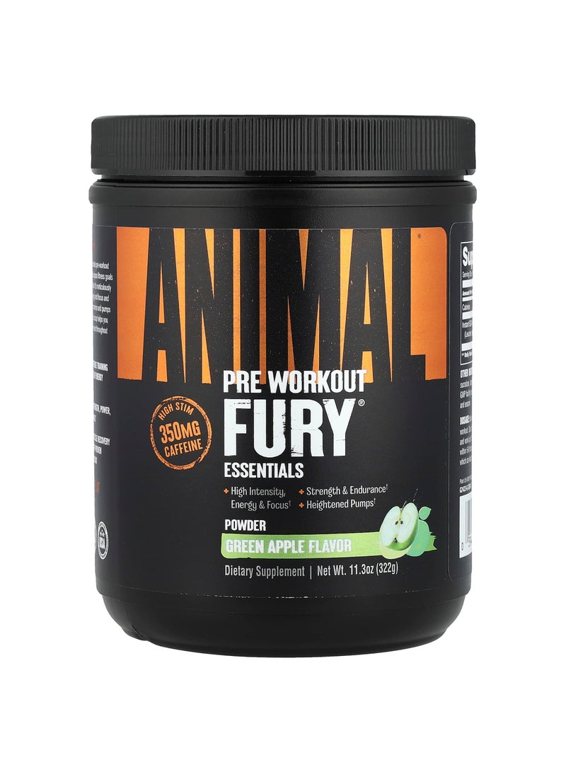 Fury® Essentials, Pre Workout, Green Apple, 11.3 oz (322 g)