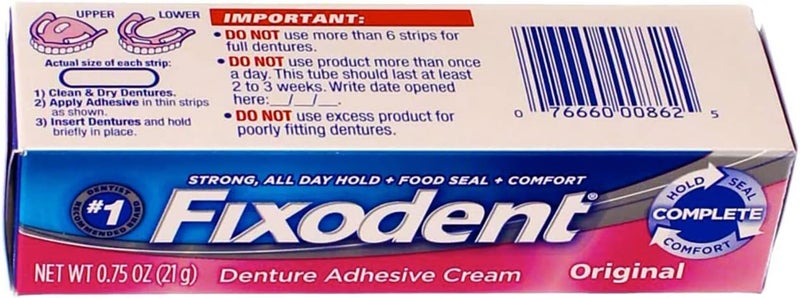 Fixodent كريم لاصق طقم الأسنان الأصلي 0.75 أونصة (عبوة من 8) - Image 3
