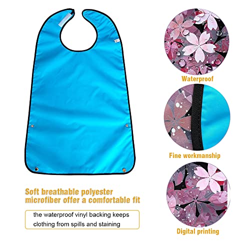 VOPHIA 3 Pack Adult Bibs for Women Washable Bib Butterfly Reusable Waterproof Clothing Protector with Optional Crumb Catcher - Image 3