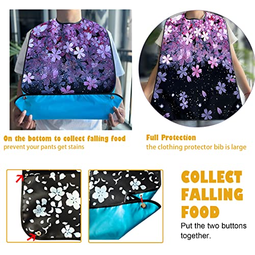VOPHIA 3 Pack Adult Bibs for Women Washable Bib Butterfly Reusable Waterproof Clothing Protector with Optional Crumb Catcher - Image 4