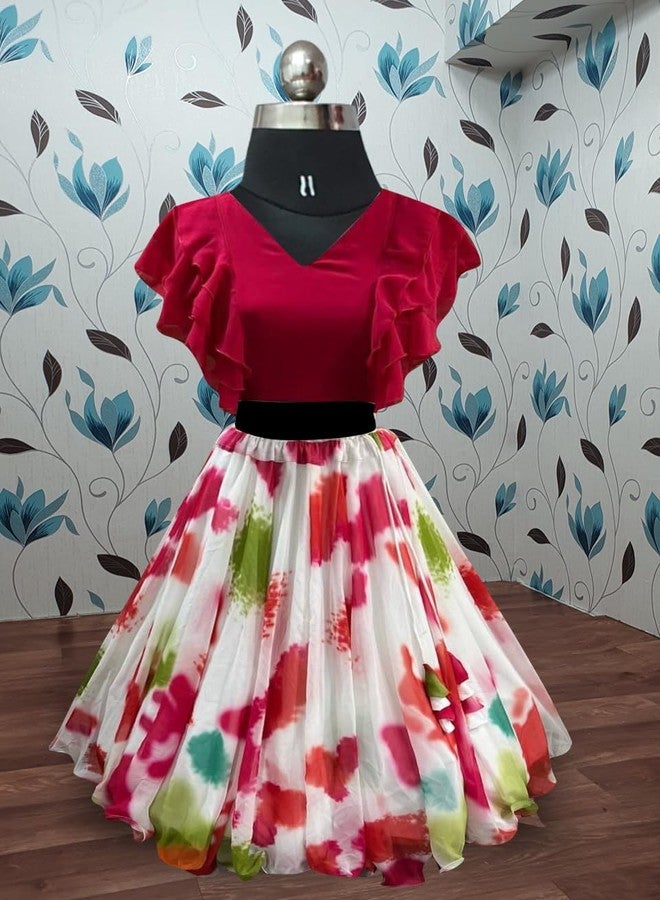 Yogilabel Girls Georgette Stylish Readymde Lehenga Choli Set- Kids Party Dress - - Image 3