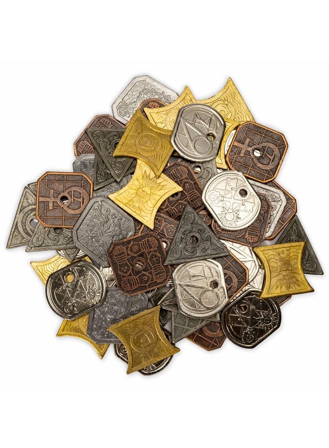 Stratagem King's Coffers 60 Assorted Fantasy Coins - Real Metal Tabletop RPG Currency with Velvet Pouch - Board Game Accessories Compatible with 5E - Image 2