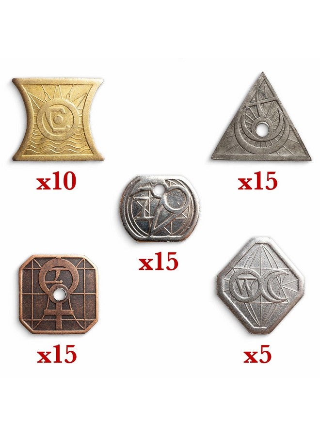 Stratagem King's Coffers 60 Assorted Fantasy Coins - Real Metal Tabletop RPG Currency with Velvet Pouch - Board Game Accessories Compatible with 5E - Image 5