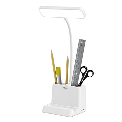 Xech Rechargeable Study Lamp with Pen Holder | Table Lamp for Study Room & Desk | 3 Color Dimmable LED Reading Light for Students | Gifts for Boys Girls and Kids (Desky Lite) - Image 1