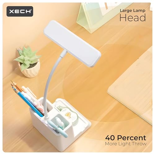 Xech Rechargeable Study Lamp with Pen Holder | Table Lamp for Study Room & Desk | 3 Color Dimmable LED Reading Light for Students | Gifts for Boys Girls and Kids (Desky Lite) - Image 5