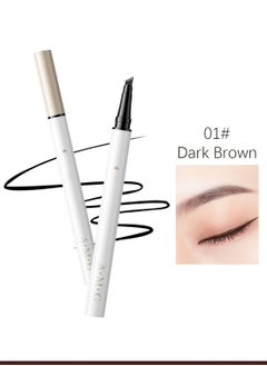 Eyebrow Pen with Micro-Fork Tip, 4 Tip Microblade Eyebrow Pen, Waterproof Smudgeproof Long Lasting Brow Contouring Pencil, Create Natural Brows (Dark Brown)