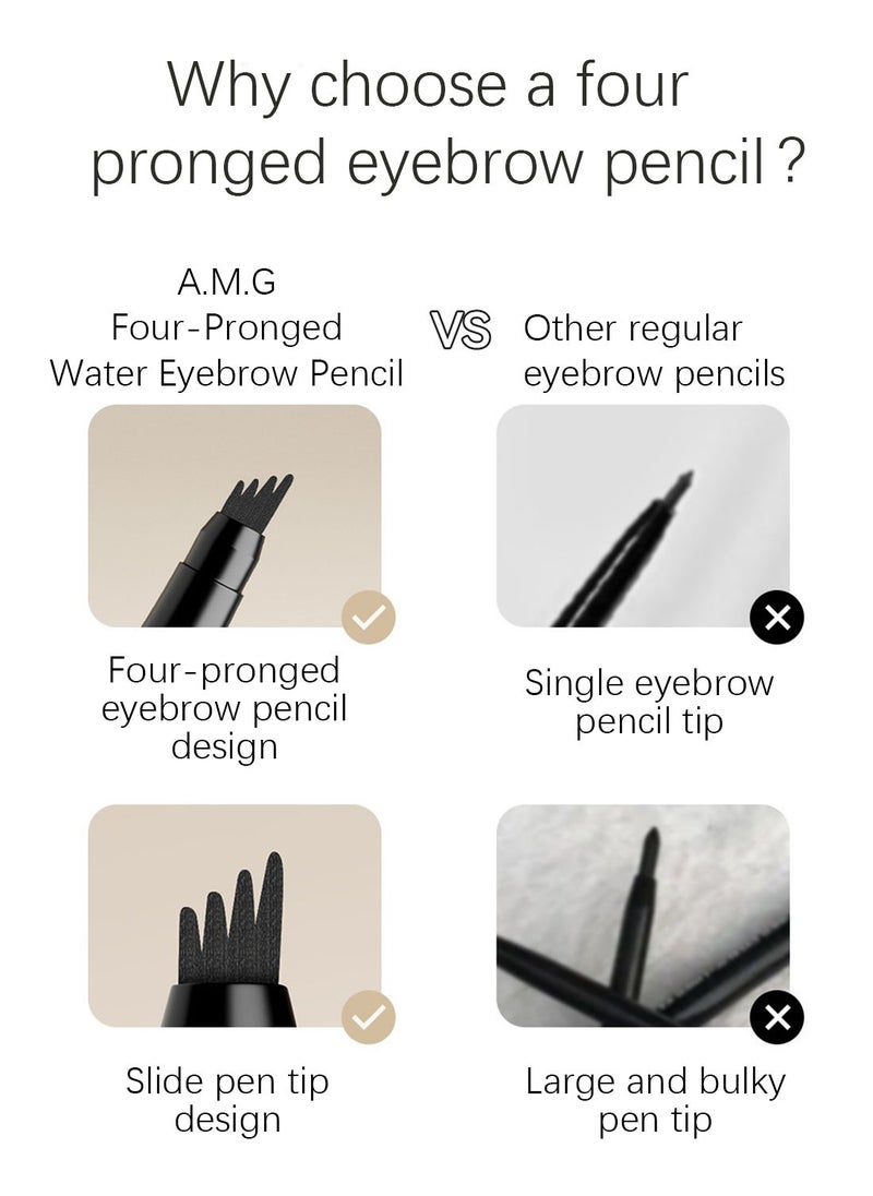 AMG - Eyebrow Pen with Micro-Fork Tip, 4 Tip Microblade Eyebrow Pen, Waterproof Smudgeproof Long Lasting Brow Contouring Pencil, Create Natural Brows (Dark Brown) - Image 1