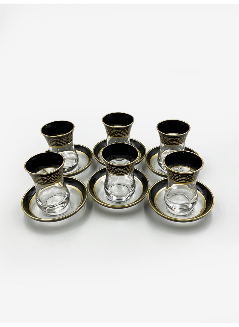 Acar Luxury Black & Gold Turkish Tea Glass Set with Contemporary Design – 6 Pieces | Made in Turkey - Image 2