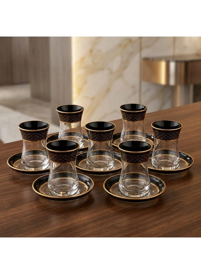 Acar Luxury Black & Gold Turkish Tea Glass Set with Contemporary Design – 6 Pieces | Made in Turkey - Image 2