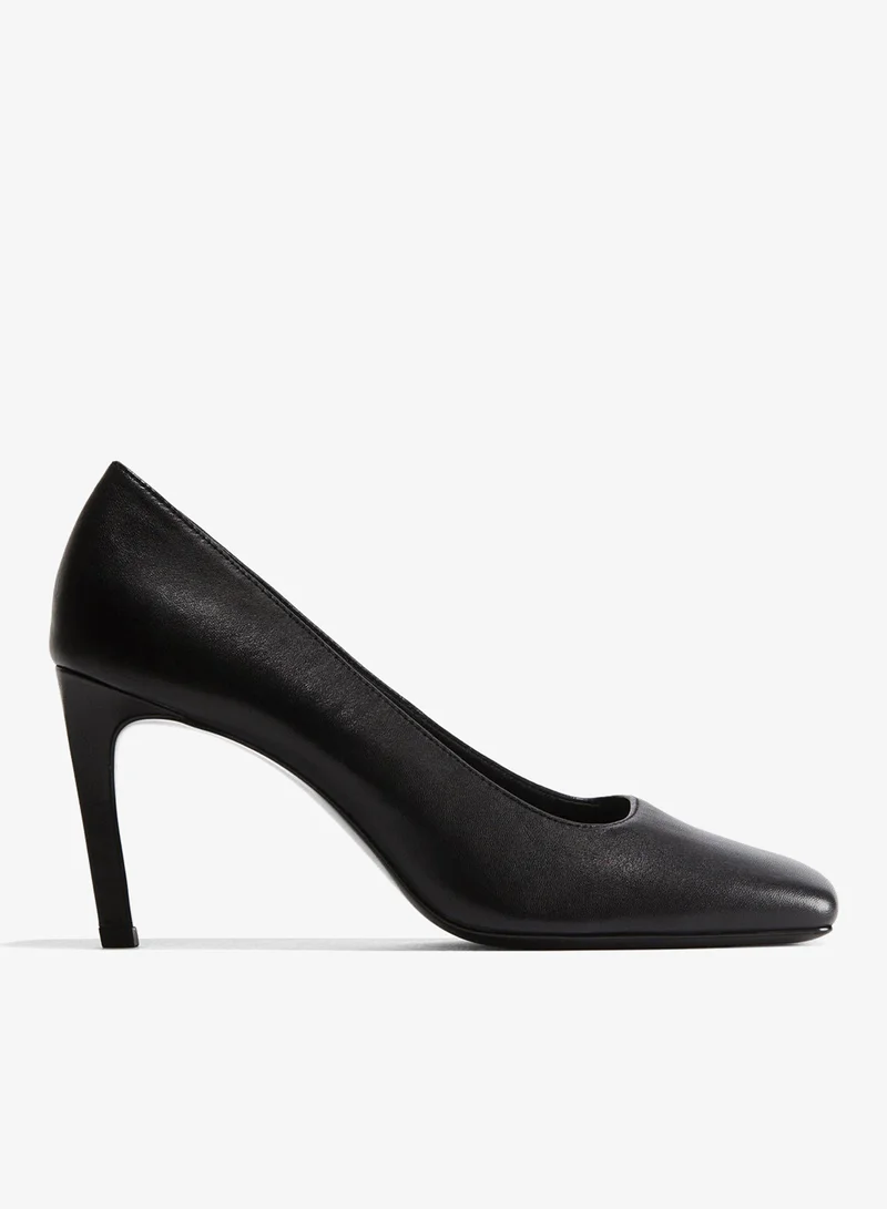 H&M Square-toe leather court shoes