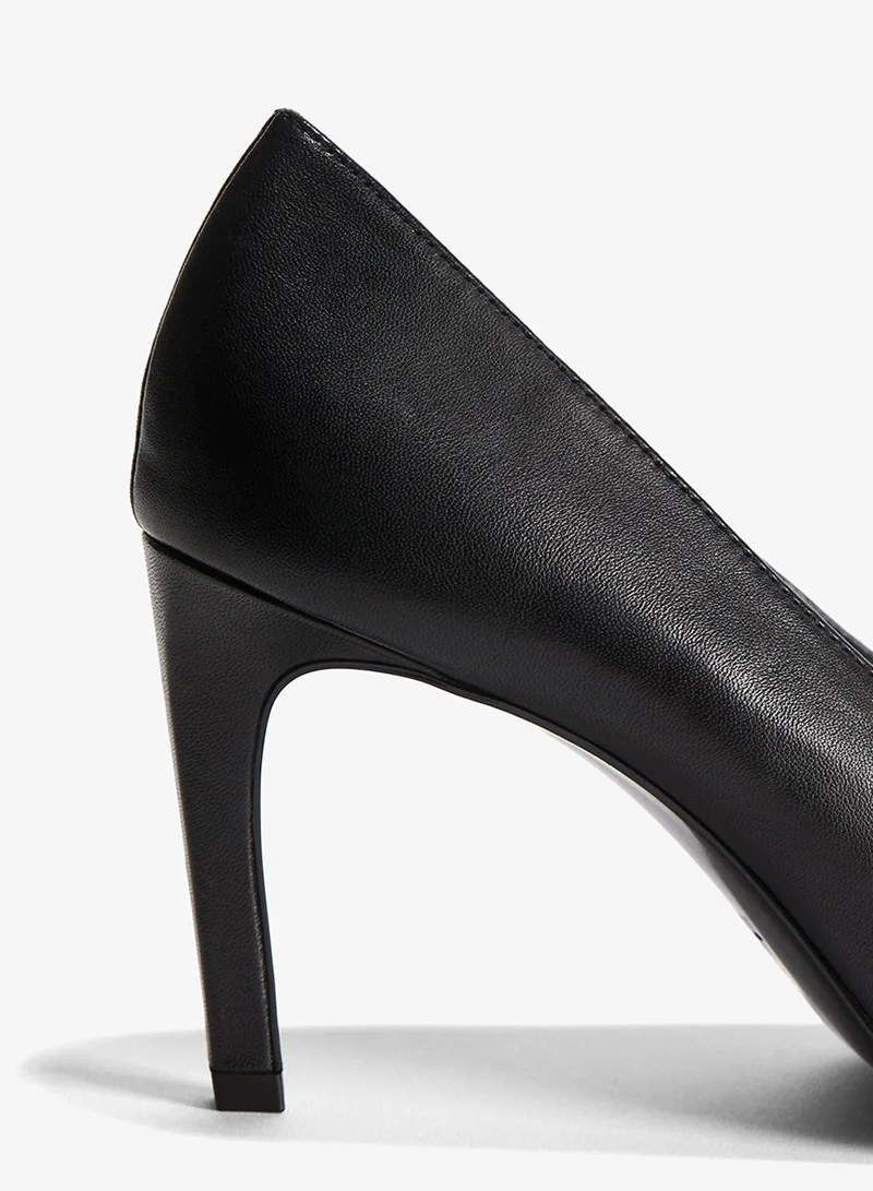 H&M Square-toe leather court shoes
