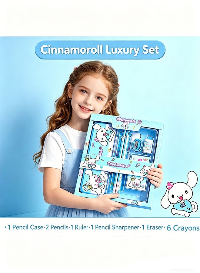 Cinnamoroll 12-piece student stationery set, school supplies gift box set, suitable for elementary school students, including pencils, erasers, pencil sharpeners, etc., back-to-school season birthday gift (Cinnamoroll) - Image 3