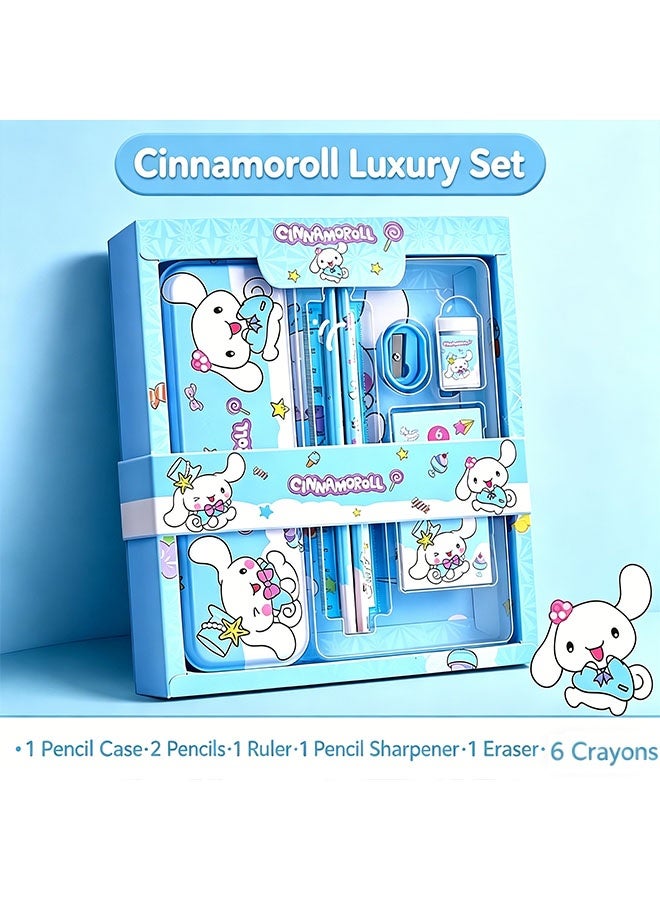 Cinnamoroll 12-piece student stationery set, school supplies gift box set, suitable for elementary school students, including pencils, erasers, pencil sharpeners, etc., back-to-school season birthday gift (Cinnamoroll) - Image 2