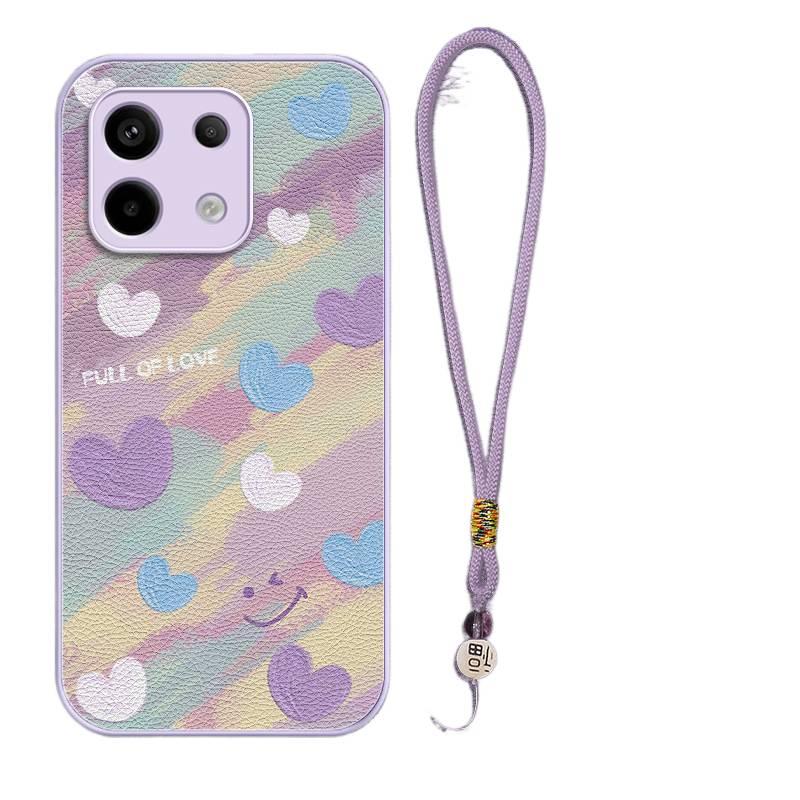LS Glass Protective Case for Redmi Note 13 Pro with Drop Protection and Full Coverage plus Shockproof plus Heart Smiley Pattern in Purple - Image 3