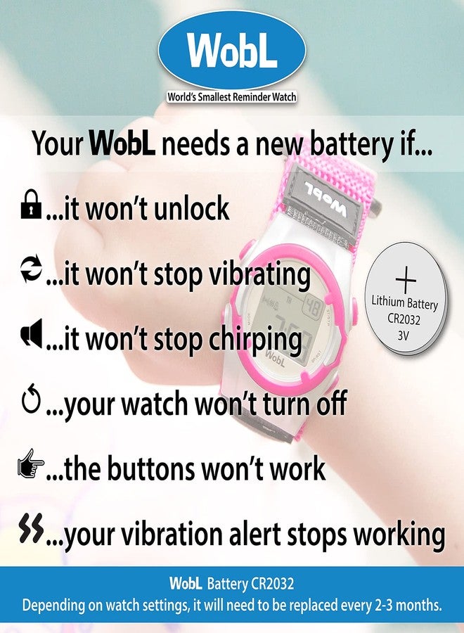 WobL Vibrating 8-Alarm & Repeating Countdown Timer Watch for Medication/Sports/Meetings/Potty Reminders, Purple - Image 4