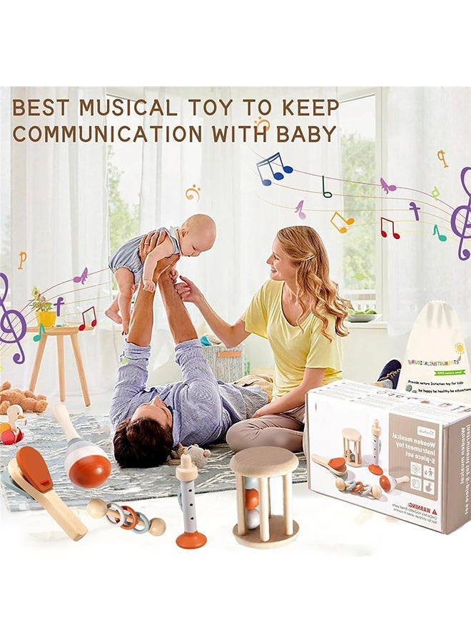 Treehole Baby Musical Instruments Toys - Wooden Percussion Instruments Set for Toddlers 1-3 Year， Old Kids Percussion Instruments Toy for 1 Year Boy Girls - Image 2