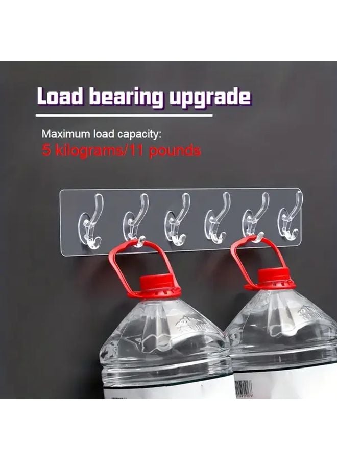 Transparent Wall Mount Organizer 6 Hooks Easy Install Space Saving For Bathroom Kitchen - Image 3