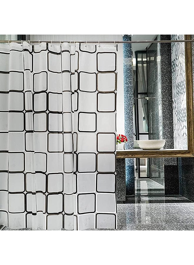 UREVO Waterproof Square Printing Shower Curtain White 180x200centimeter - Image 3