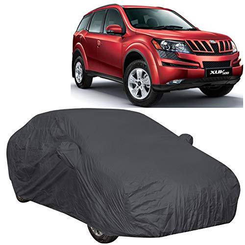 The Autostory 190 Taffeta Water Resistant Car Body Cover Compatible with Mahindra XUV 500 with Mirror Pockets (Grey/Navy Blue) - Image 1