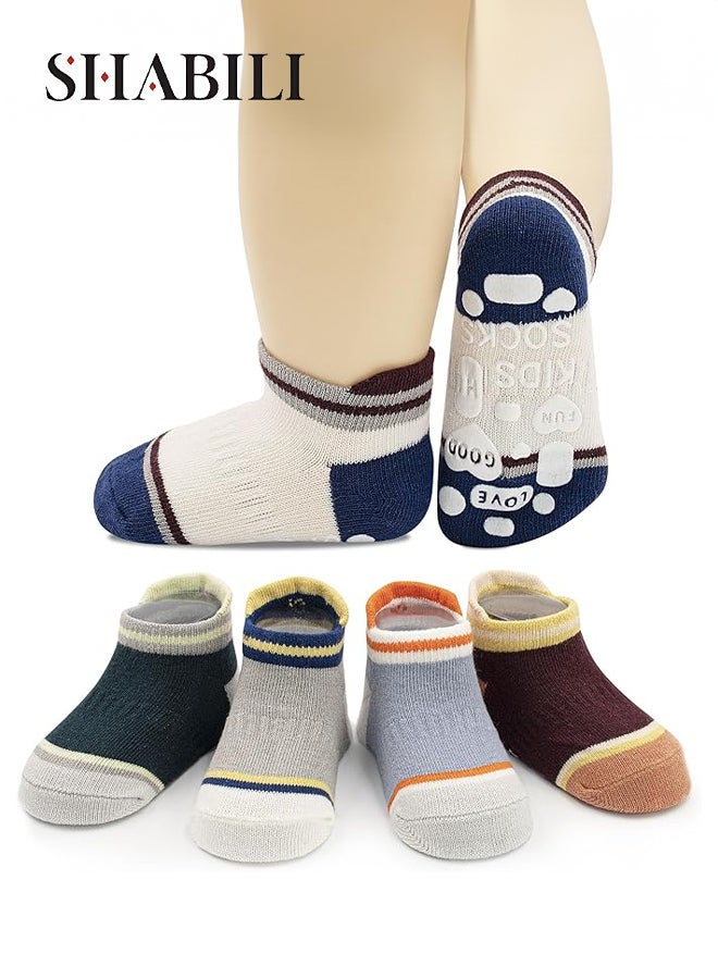 SHABILI Baby Boys Girls‘ Cotton Ankle Short Low‑Cut Slouch Socks 5‑Pair Pack, Skin‑Friendly Breathable Moisture‑Wicking Anti‑Odor Elastic Cuff Non‑Slip Sole for 1‑3 Years, Ideal for Daily Leisure Travel Sport - Image 1