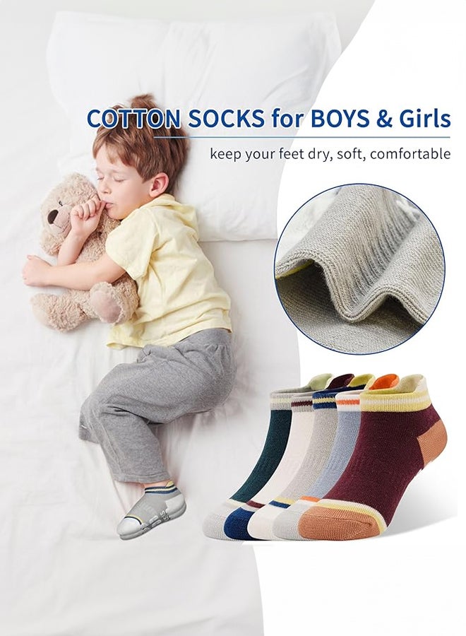 SHABILI Baby Boys Girls‘ Cotton Ankle Short Low‑Cut Slouch Socks 5‑Pair Pack, Skin‑Friendly Breathable Moisture‑Wicking Anti‑Odor Elastic Cuff Non‑Slip Sole for 1‑3 Years, Ideal for Daily Leisure Travel Sport - Image 4