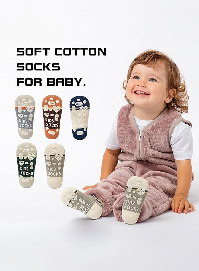 SHABILI Baby Boys Girls‘ Cotton Ankle Short Low‑Cut Slouch Socks 5‑Pair Pack, Skin‑Friendly Breathable Moisture‑Wicking Anti‑Odor Elastic Cuff Non‑Slip Sole for 1‑3 Years, Ideal for Daily Leisure Travel Sport - Image 3