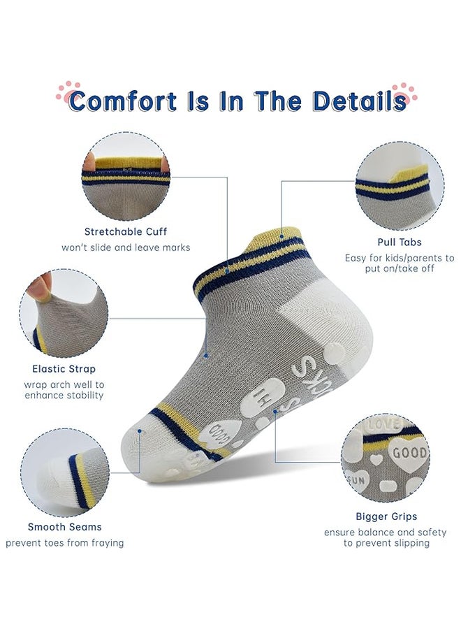 SHABILI Baby Boys Girls‘ Cotton Ankle Short Low‑Cut Slouch Socks 5‑Pair Pack, Skin‑Friendly Breathable Moisture‑Wicking Anti‑Odor Elastic Cuff Non‑Slip Sole for 1‑3 Years, Ideal for Daily Leisure Travel Sport - Image 5