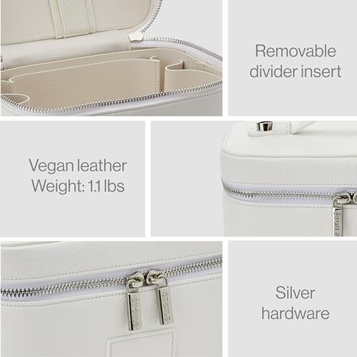 ETOILE Mini Vanity Case Off White Stylish Travel Makeup Bag Organizer With Removable Dividers - Image 3