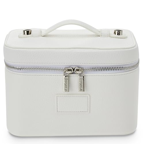 ETOILE Mini Vanity Case Off White Stylish Travel Makeup Bag Organizer With Removable Dividers - Image 1