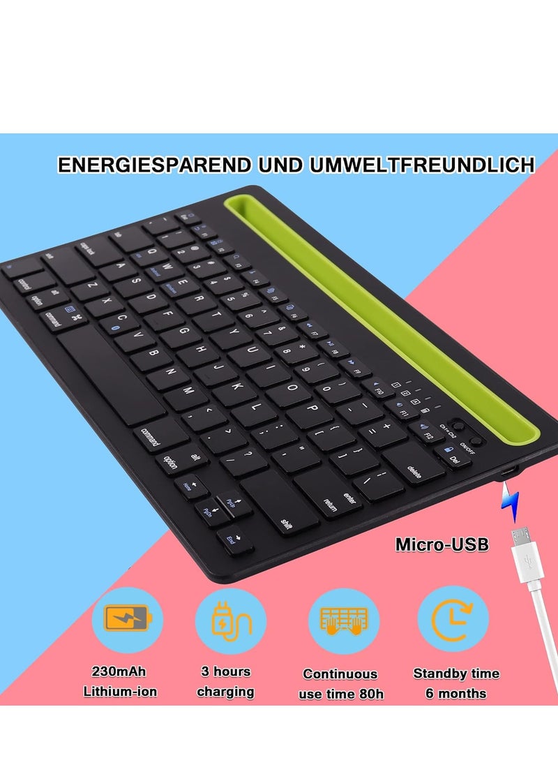 Generic - Rechargeable Dual Mode Tablet Keyboard – Silent Multi-device (BT1 , BT2 ,BT3 , 2.4Gh )  BT 3-5 / Wireless Keyboard 10m – With Mobile Holder & Power Saving 380 mAh Battery –  Windows / Android For Smart TV , Tablet ( Arabic / Eng. Key )  | Black - Image 1