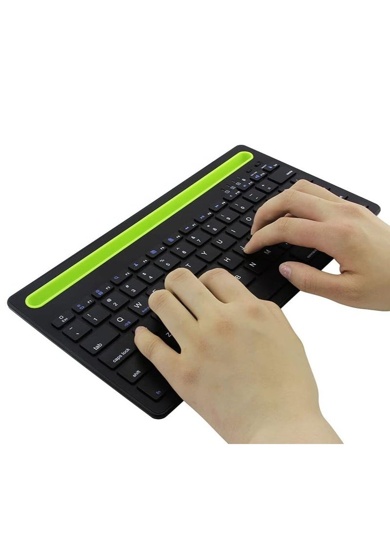 Generic - Rechargeable Dual Mode Tablet Keyboard – Silent Multi-device (BT1 , BT2 ,BT3 , 2.4Gh )  BT 3-5 / Wireless Keyboard 10m – With Mobile Holder & Power Saving 380 mAh Battery –  Windows / Android For Smart TV , Tablet ( Arabic / Eng. Key )  | Black - Image 1