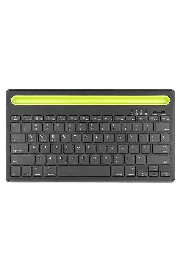 Generic - Rechargeable Dual Mode Tablet Keyboard – Silent Multi-device (BT1 , BT2 ,BT3 , 2.4Gh )  BT 3-5 / Wireless Keyboard 10m – With Mobile Holder & Power Saving 380 mAh Battery –  Windows / Android For Smart TV , Tablet ( Arabic / Eng. Key )  | Black - Image 1