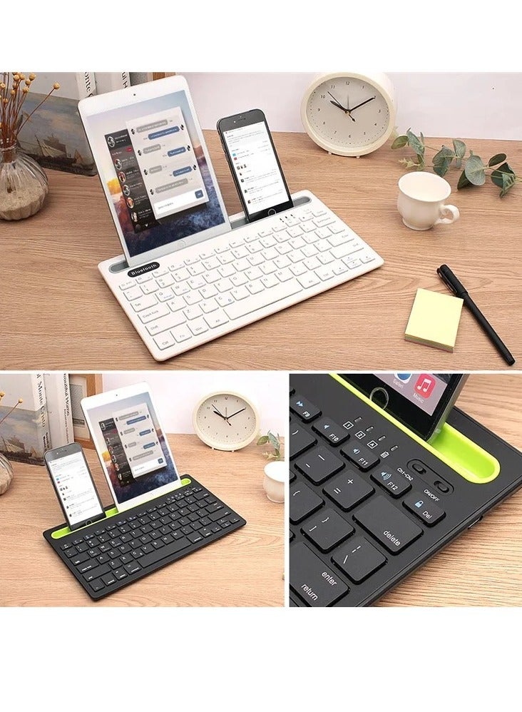 Rechargeable Dual Mode Tablet Keyboard – Silent Multi-device (BT1 , BT2 ,BT3 , 2.4Gh )  BT 3-5 / Wireless Keyboard 10m – With Mobile Holder & Power Saving 380 mAh Battery –  Windows / Android For Smart TV , Tablet ( Arabic / Eng. Key )  | Black - Image 4