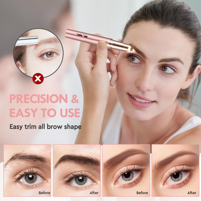 gurelax مزيل شعر الحواجب الكهربائي للنساء من جوريلاكس مع شفرات بديلة، ضوء LED دقيق، مزيل شعر آمن وفوري بدون ألم - Image 2