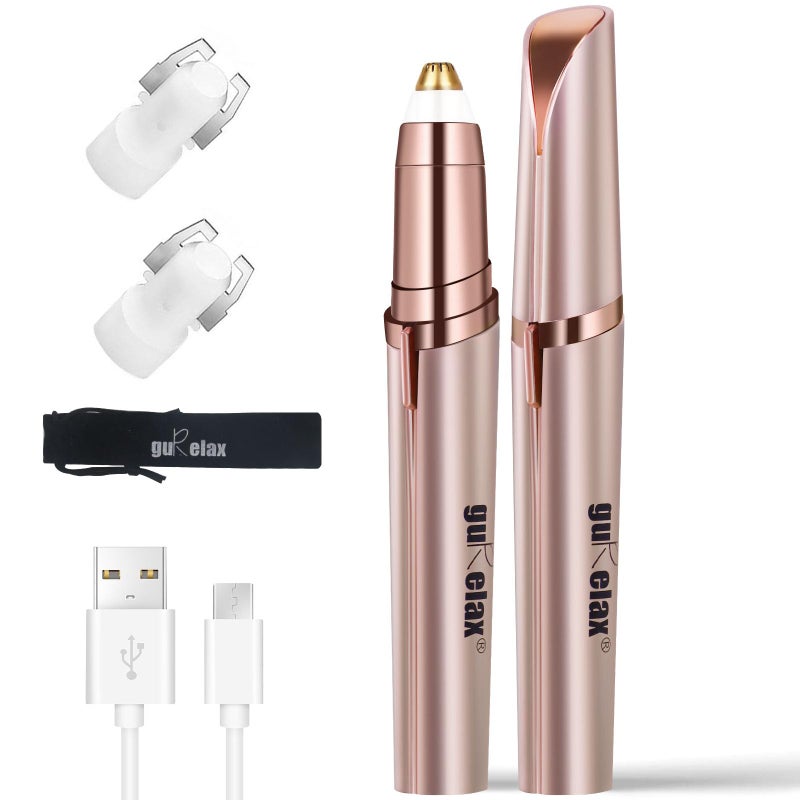 gurelax مزيل شعر الحواجب الكهربائي للنساء من جوريلاكس مع شفرات بديلة، ضوء LED دقيق، مزيل شعر آمن وفوري بدون ألم - Image 1